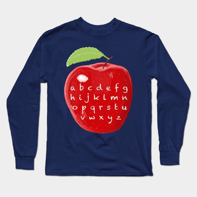 Teacher's Alphabet Abc Apple Long Sleeve T-Shirt by brodyquixote